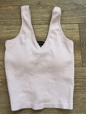 Streetwear Society Purple Ribbed Cropped V-Neck Sleeveless Wide Strap Tank Small